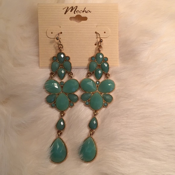 Vintage Jewelry - Turquoise Gemstone (faux) 4”Drop Fishhook Earring